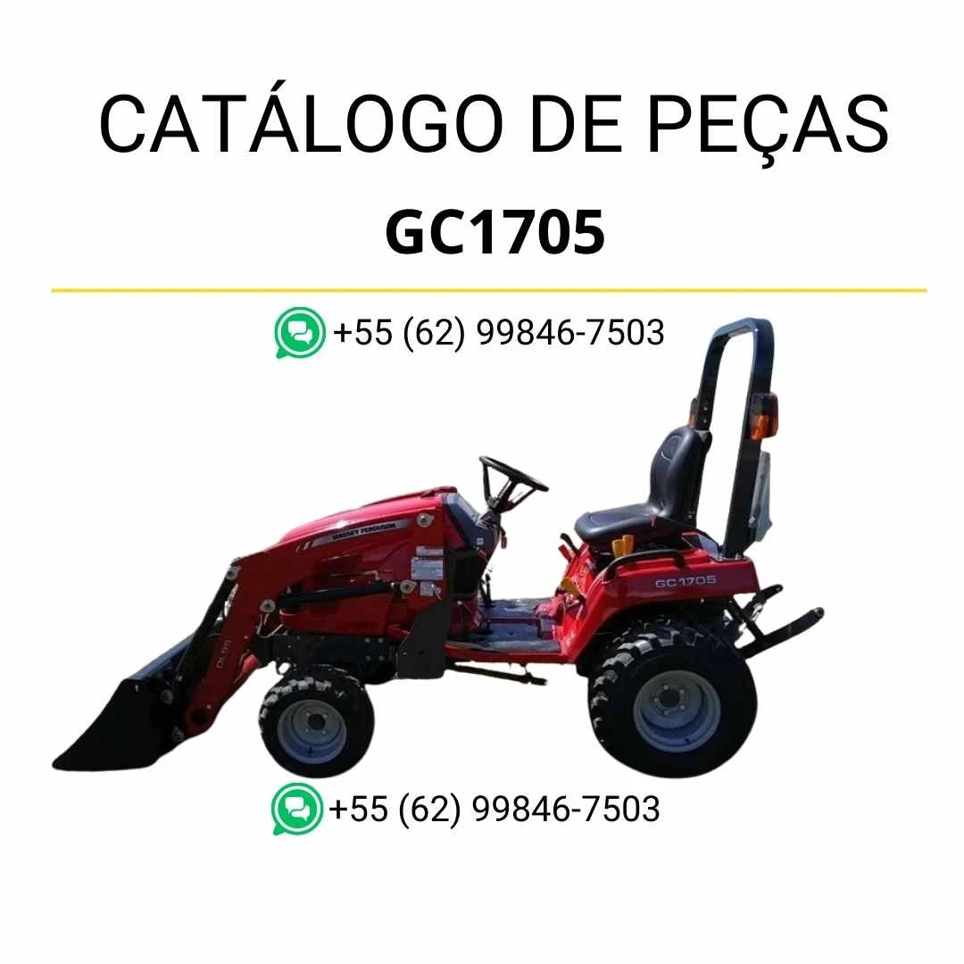 Catálogo de peças Massey Ferguson GC1705, GC1710, GC1715 e GC1720 em PDF, com diagramas técnicos e lista completa de componentes