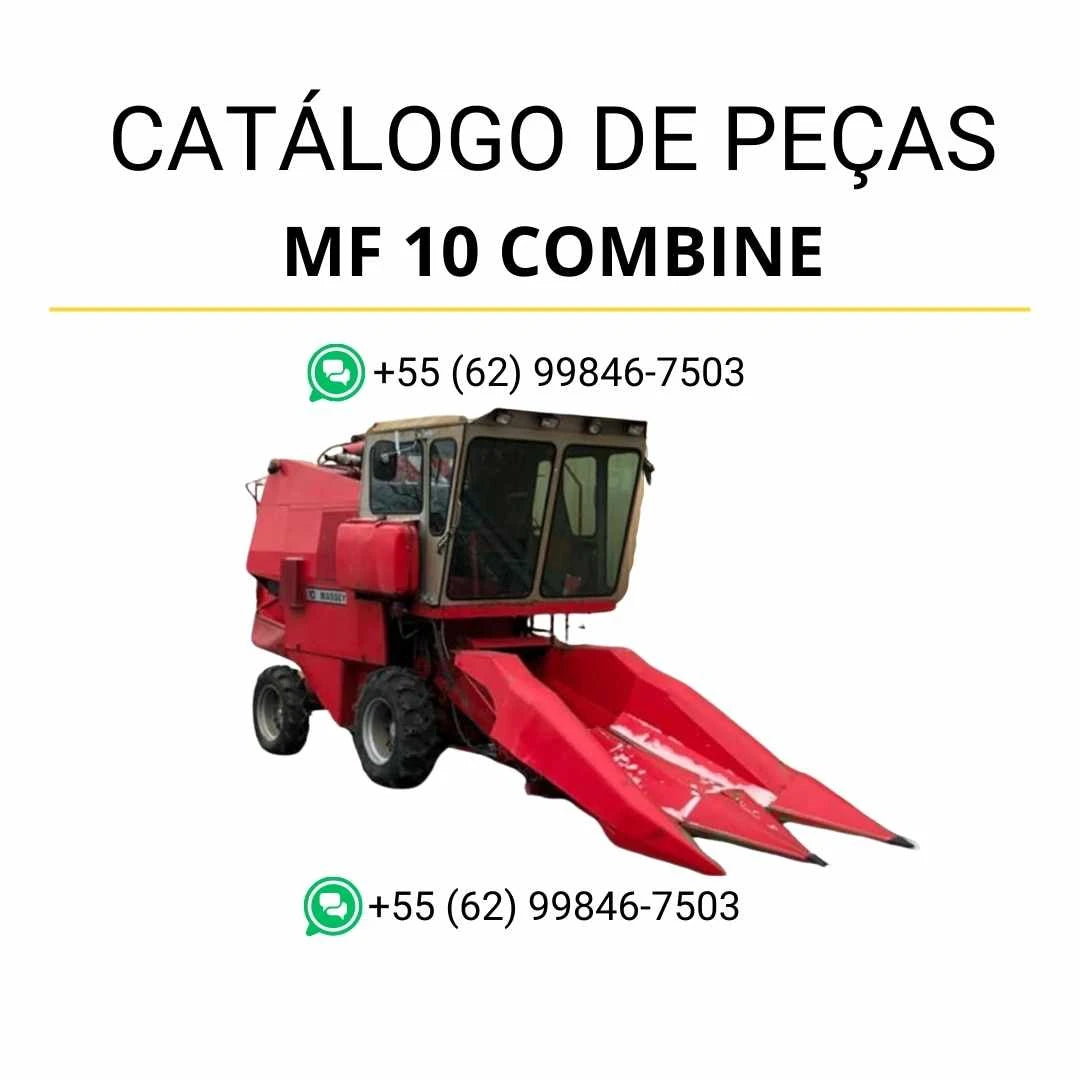 Catálogo de peças Massey Ferguson MF 10 Combine Plot em PDF, com ilustrações técnicas detalhadas e lista completa de componentes originais.