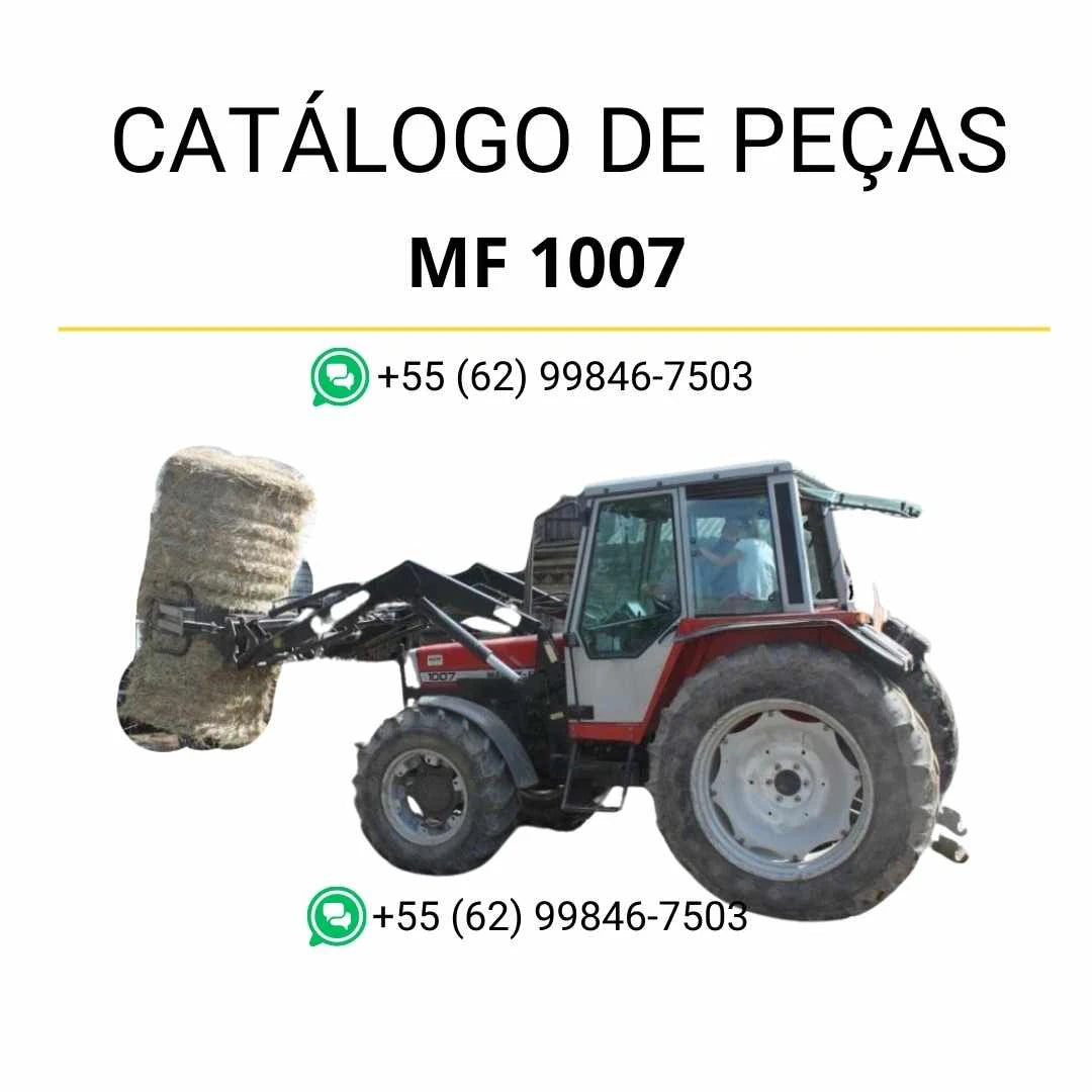 Catálogo de peças Massey Ferguson MF 1007 para trator em PDF, com ilustrações técnicas claras e identificação detalhada dos componentes originais.
