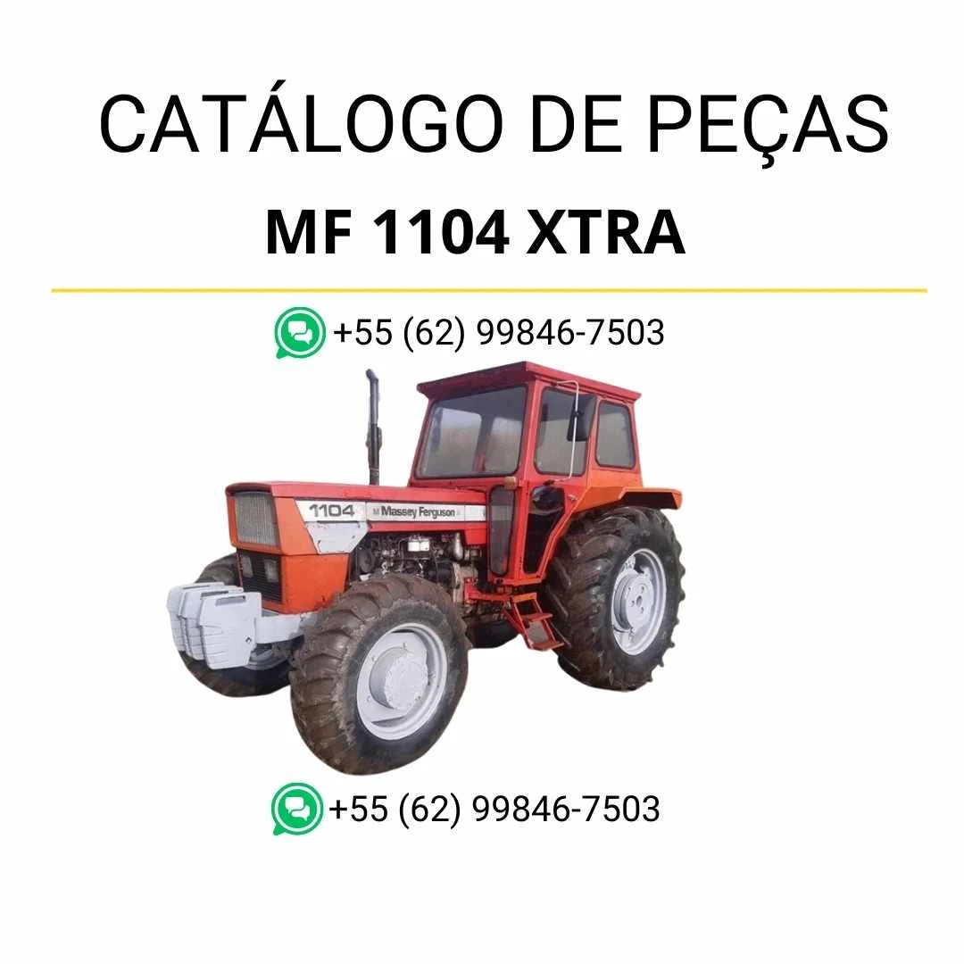 Catálogo de peças Massey Ferguson MF 1104 Xtra Tier 3 em PDF, com ilustrações técnicas detalhadas e identificação completa dos componentes originais.