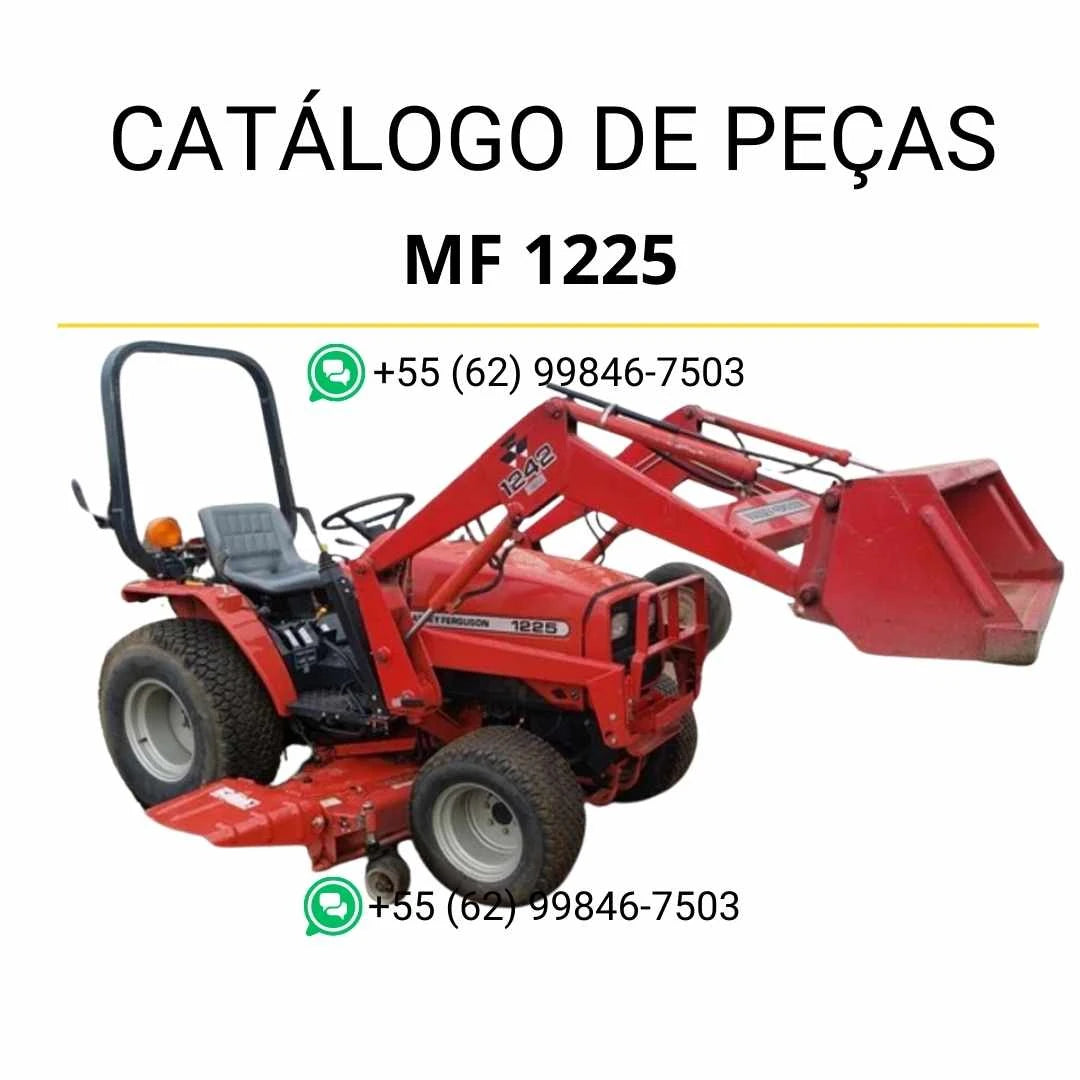 Catálogo de peças Massey Ferguson MF 1225 para trator em PDF, com diagramas técnicos e identificação detalhada de todos os componentes originais.