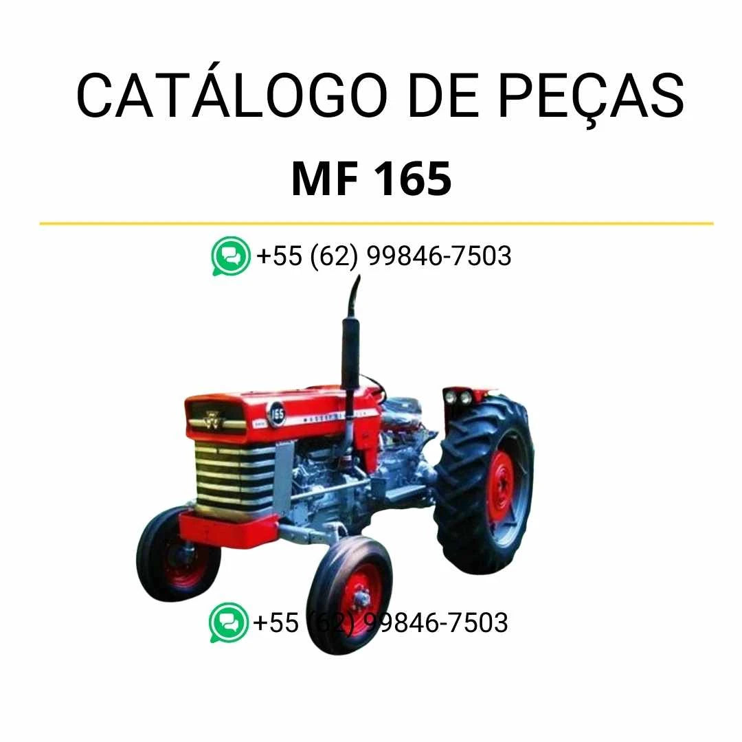 Catálogo de peças Massey Ferguson MF 165/168/185/188 para trator em PDF, com ilustrações técnicas e identificação completa dos componentes originais.