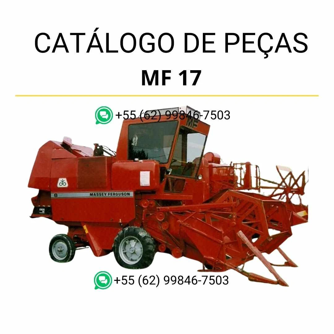 Catálogo de peças Massey Ferguson MF 17/19 Combine para colheitadeira em PDF, com ilustrações técnicas detalhadas e identificação completa dos componentes originais.