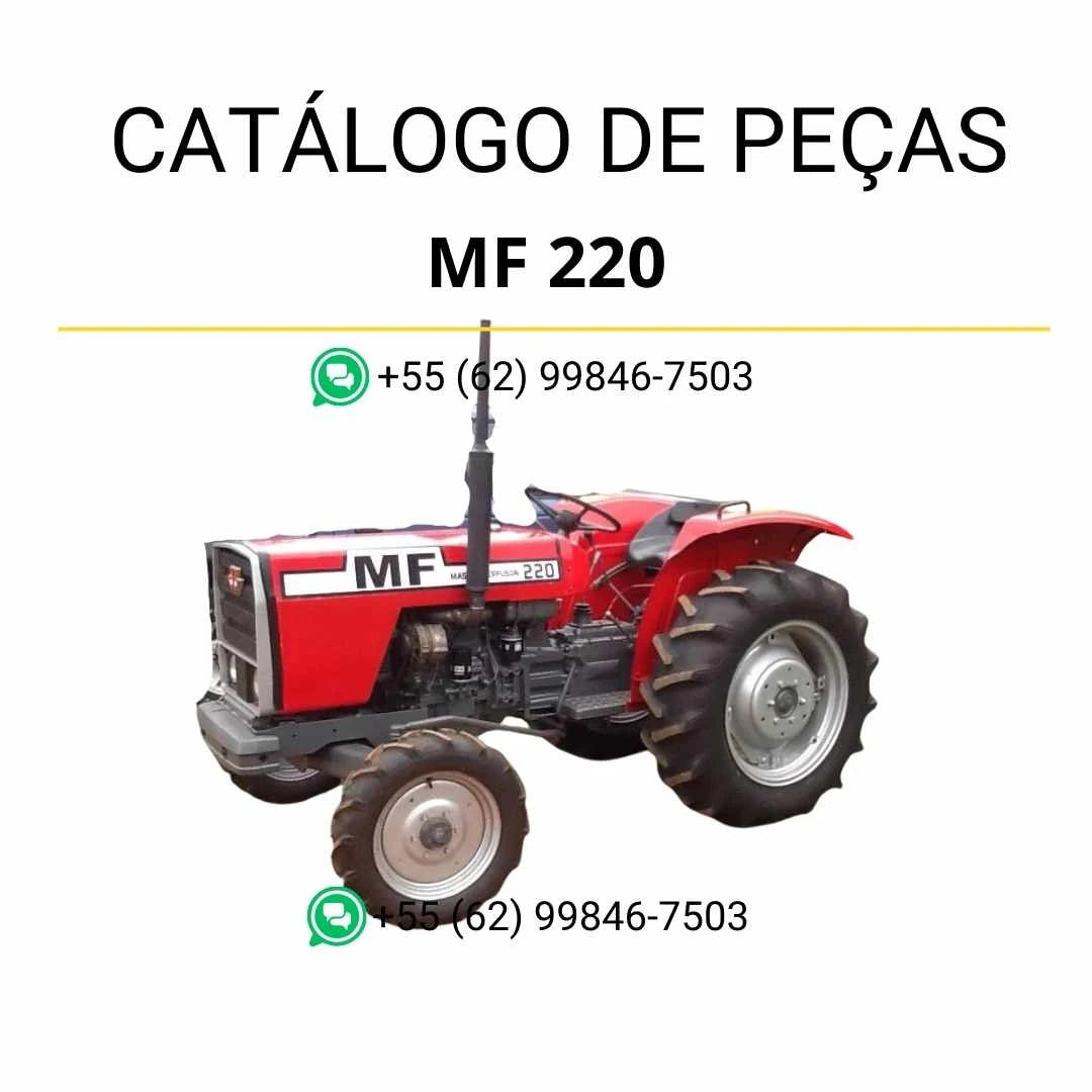 Catálogo de peças Massey Ferguson MF 220 / 220-4 para trator compacto em PDF, com ilustrações técnicas detalhadas e identificação dos componentes originais.