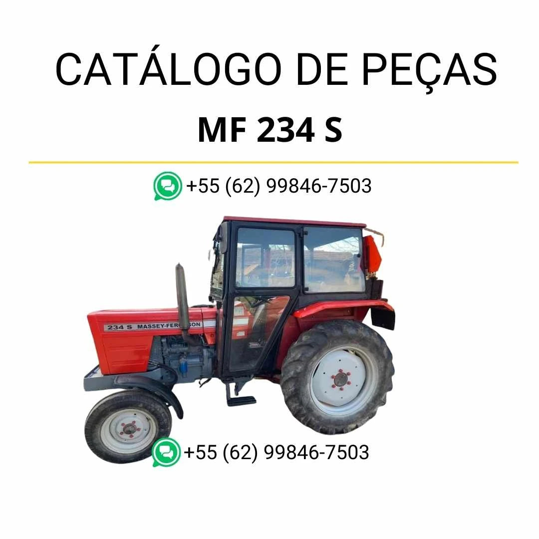 Catálogo de peças Massey Ferguson MF 234 S para trator em PDF, com ilustrações técnicas e identificação completa dos componentes originais.