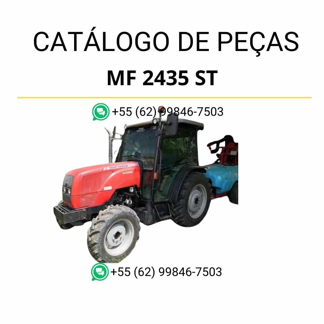 Catálogo de peças Massey Ferguson MF 2435 ST/GE em PDF, com vistas detalhadas, componentes originais e identificação técnica completa do trator.