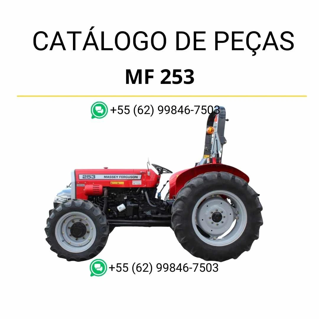 Catálogo de peças Massey Ferguson MF 253 em PDF, com ilustrações técnicas e identificação completa dos componentes originais do trator.