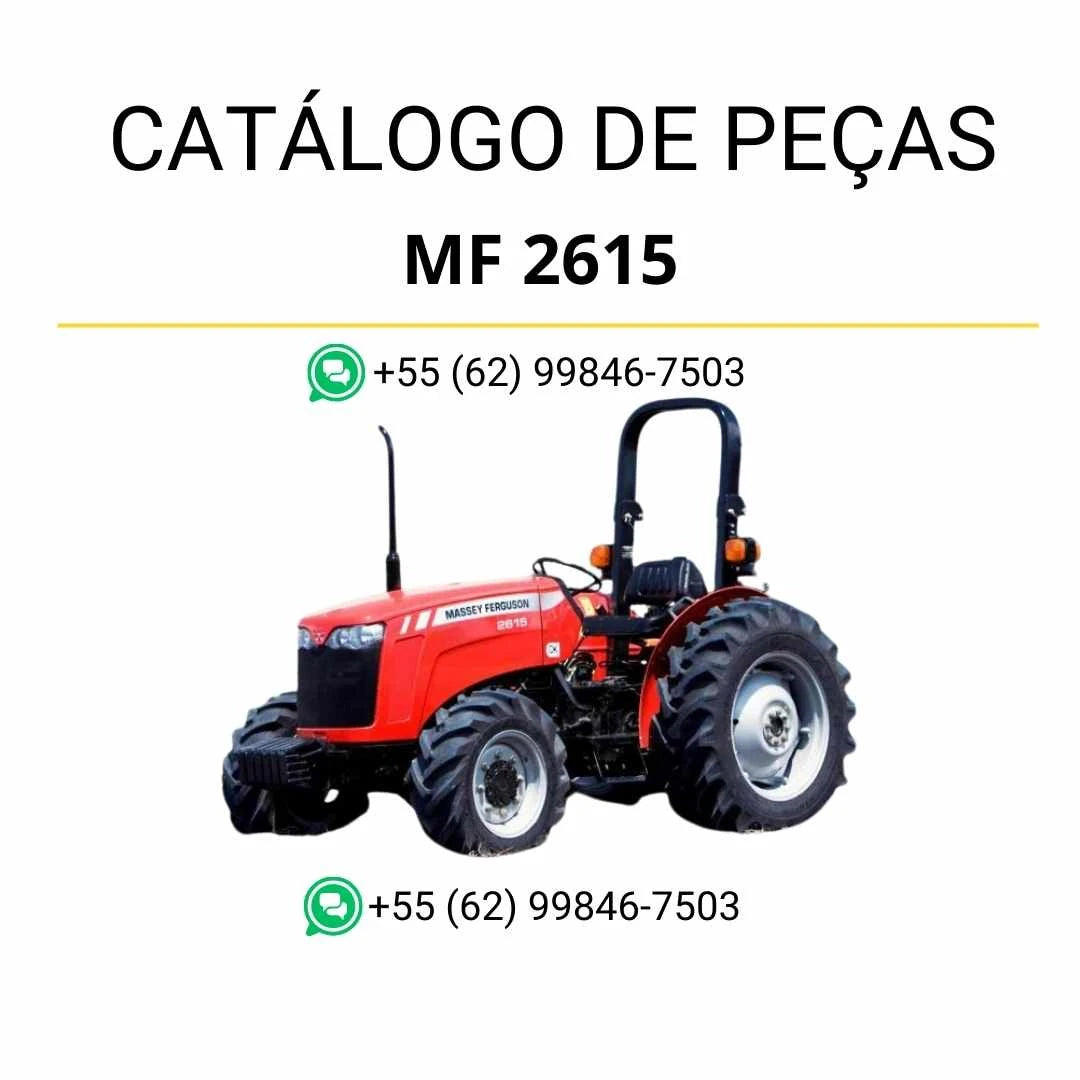 Catálogo de peças Massey Ferguson MF 2615 em PDF, com diagramas detalhados e identificação completa dos componentes do trator.