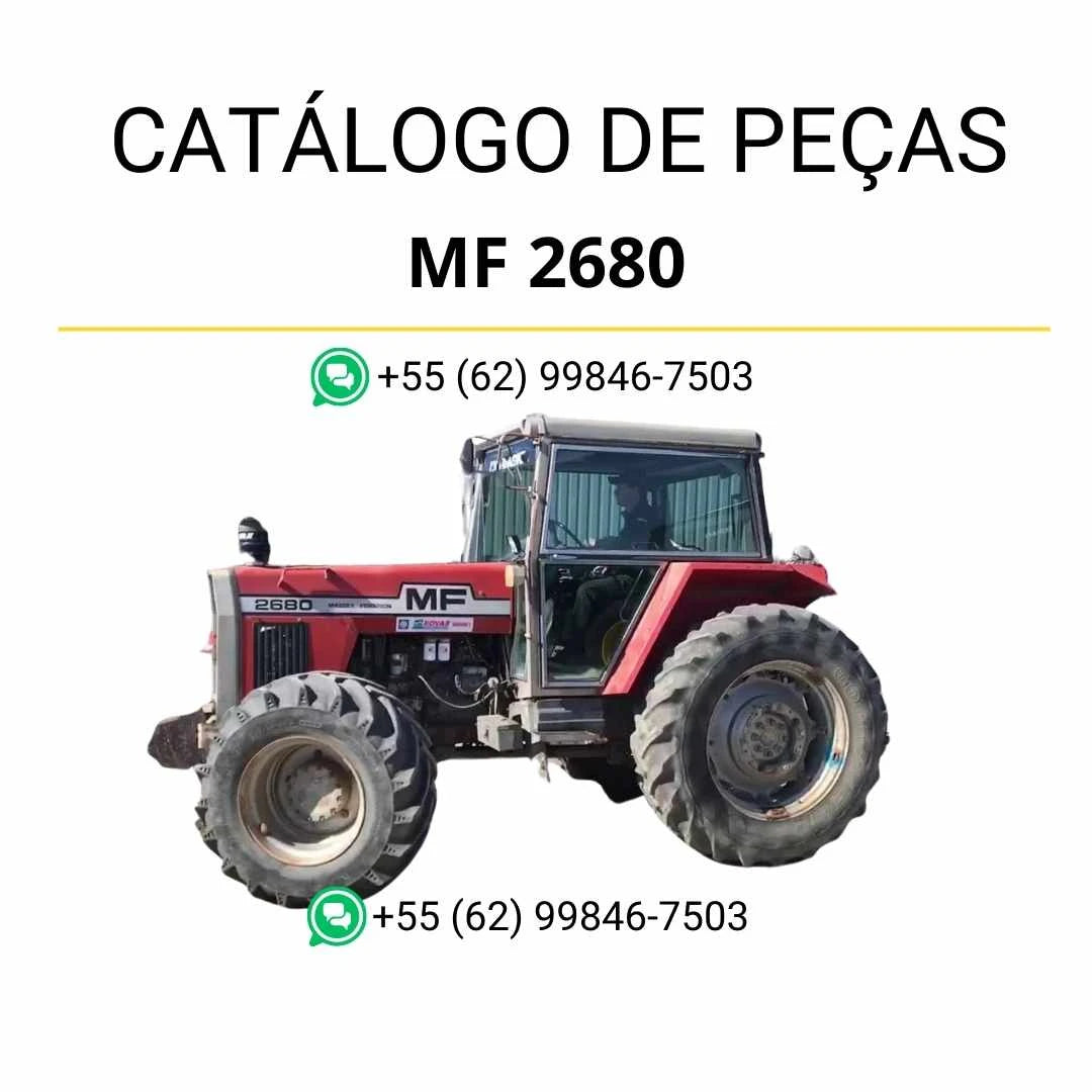 Catálogo de peças Massey Ferguson MF 2680 em PDF, com diagramas detalhados e lista completa de componentes originais do trator.