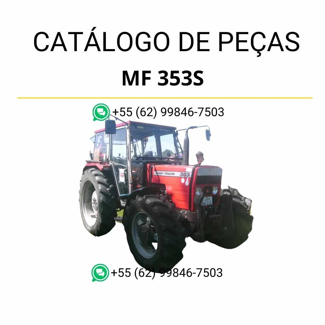 Catálogo de peças Massey Ferguson MF 353S, 363S, 373S, 383S e 393S em PDF, com ilustrações técnicas detalhadas e identificação completa dos componentes.
