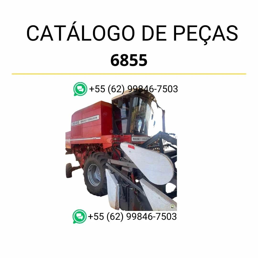 Catálogo de peças das colheitadeiras Massey Ferguson MF 6845 e MF 6855 em PDF, com ilustrações técnicas e identificação completa de componentes.