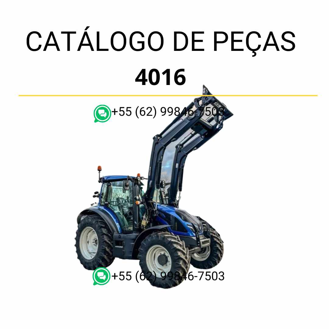 Catálogo de peças Valtra 4016 em PDF — lista detalhada de componentes originais com diagramas técnicos completos do carregador frontal agrícola.