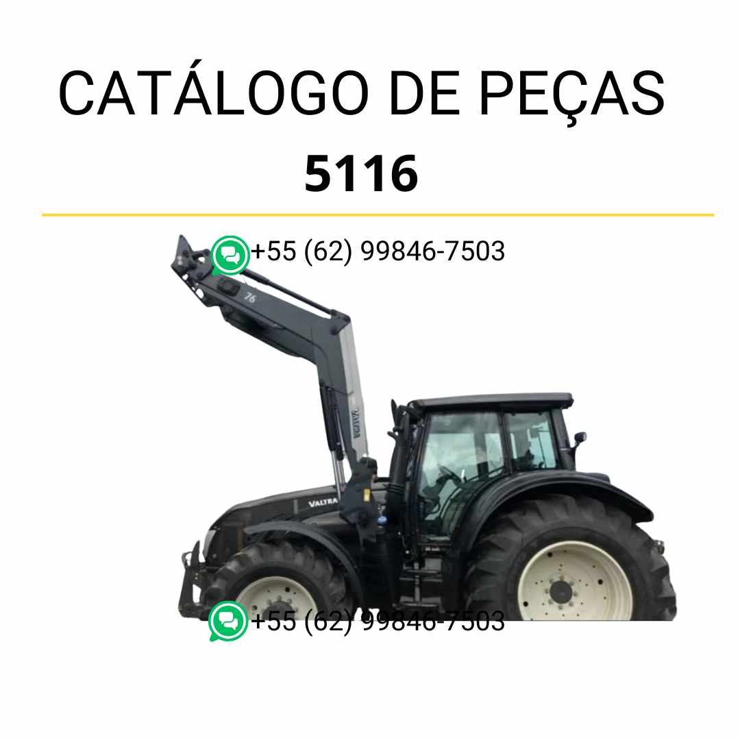 Catálogo de peças Valtra 5116 em PDF — guia técnico completo com diagramas detalhados e lista de componentes originais do carregador frontal agrícola.