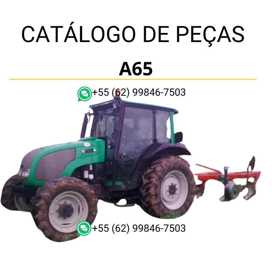 Catálogo de peças Valtra A65 (A Series) em PDF — contém ilustrações técnicas detalhadas, identificação completa de componentes e lista de peças originais para manutenção e reparos do trator.