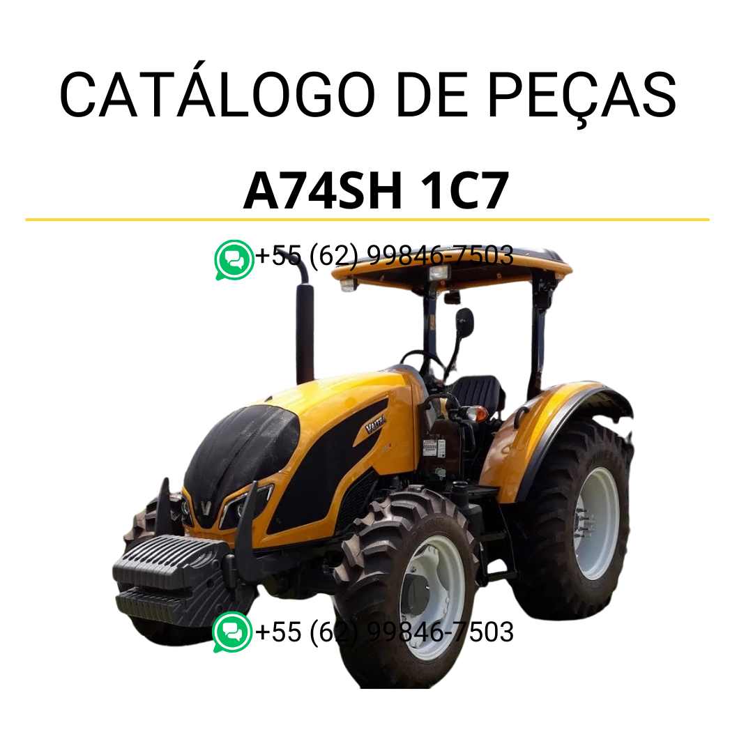 Catálogo de peças Valtra A74SH 1C7 (A4 Series) em PDF — inclui diagramas detalhados, códigos originais e lista completa de componentes para manutenção e identificação precisa do trator agrícola.