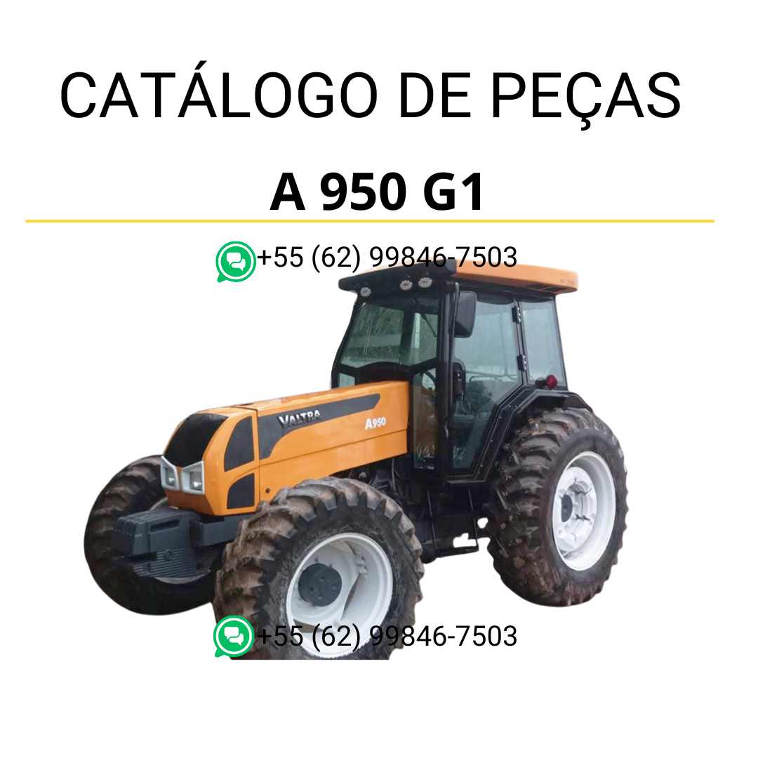 Catálogo de peças Valtra A950 G1 em PDF — inclui ilustrações detalhadas, códigos originais e orientações completas para manutenção e reparo do trator agrícola.
