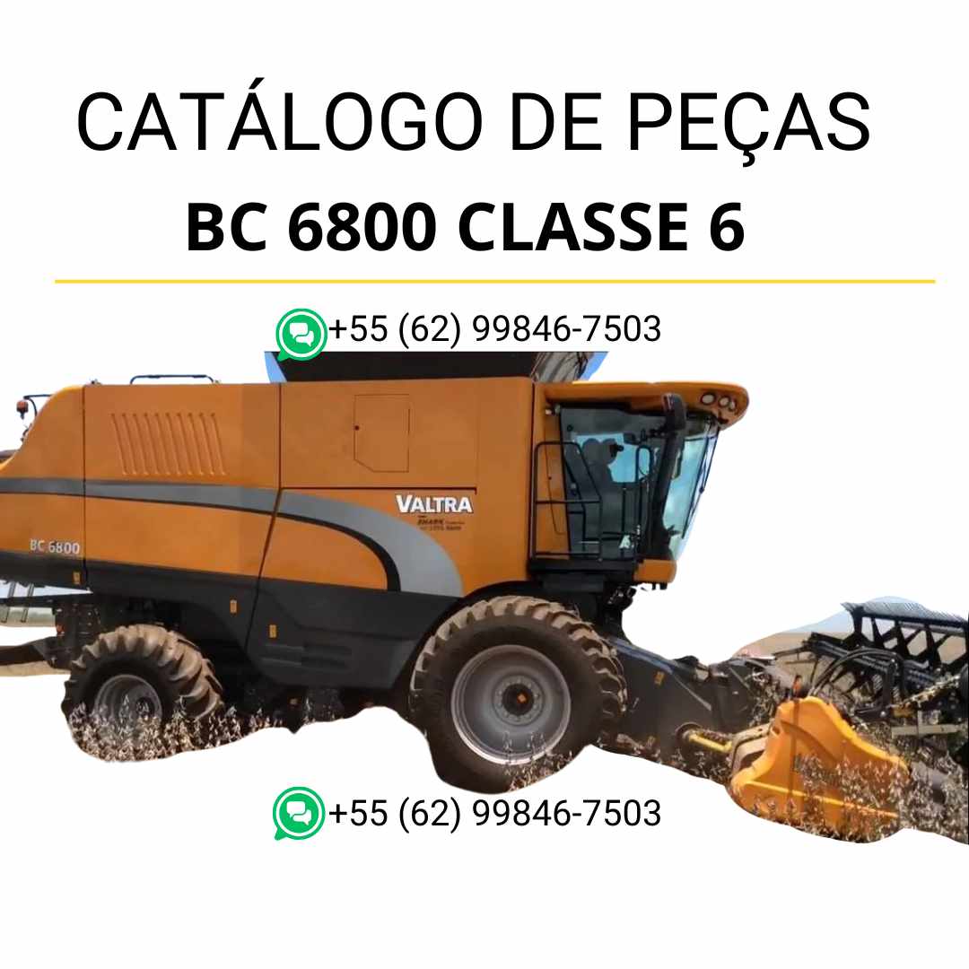 Catálogo de peças Valtra BC 6800 Classe 6 em PDF — apresenta diagramas técnicos detalhados, lista de componentes originais e identificação completa das peças da colheitadeira.