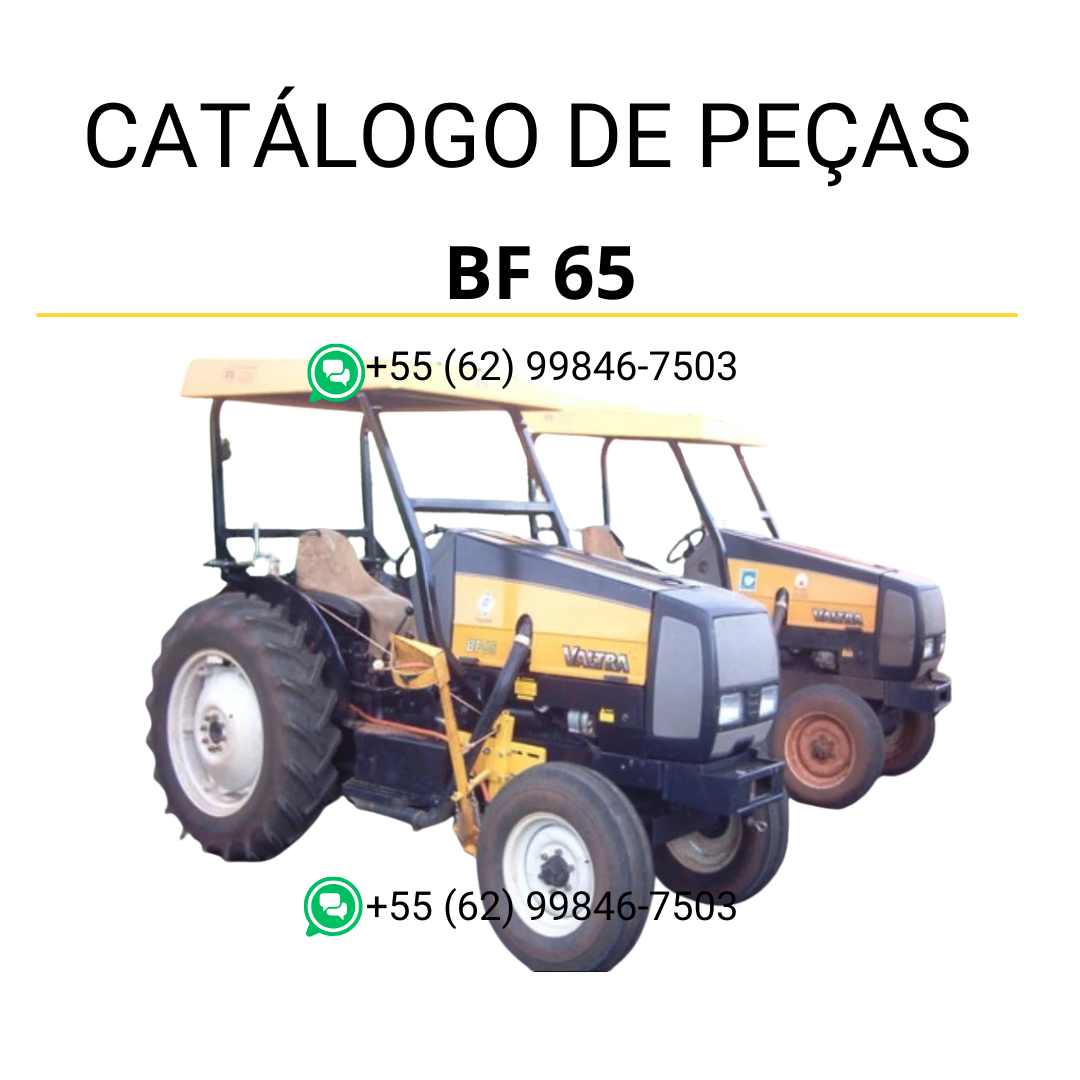 Catálogo de peças Valtra BF 65 em PDF — apresenta ilustrações técnicas detalhadas, códigos originais e lista completa de componentes para manutenção e reposição do trator agrícola.