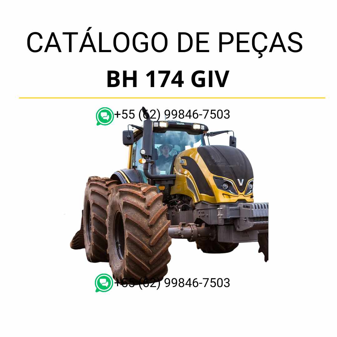 Catálogo de peças Valtra BH 174 GIV Tier 3 em PDF — contém diagramas técnicos detalhados, lista de componentes originais e códigos completos do trator agrícola.