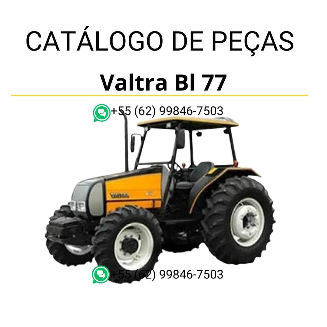Catálogo de peças Valtra BL77 em PDF — inclui diagramas técnicos detalhados, lista completa de componentes originais e instruções para manutenção e reparos do trator agrícola.