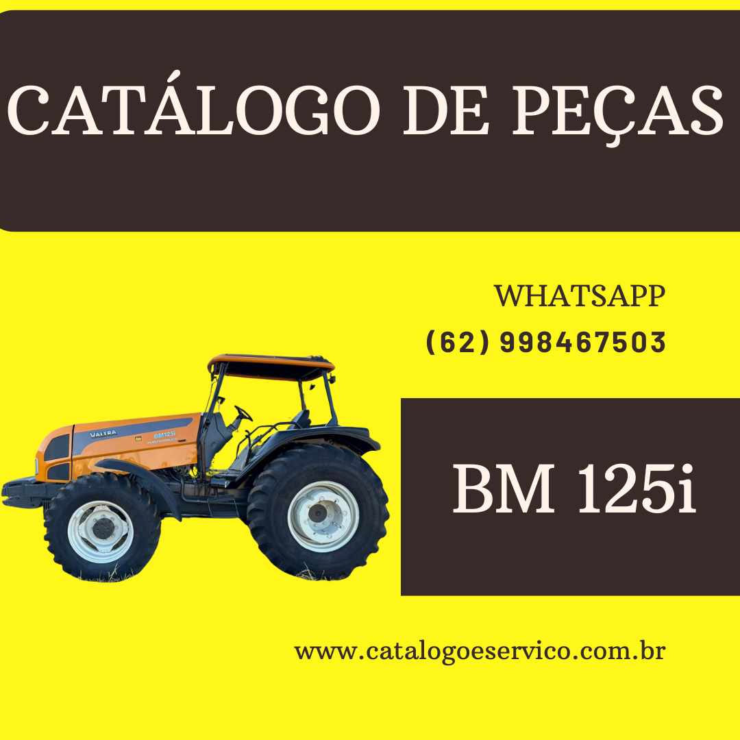 Explosão de componentes no Catálogo de Peças Valtra BM 125i em PDF, listas técnicas e códigos de identificação originais