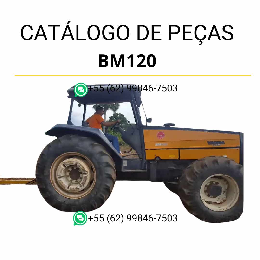 Catálogo de peças Valtra BM120 (BR) em PDF — reúne diagramas ilustrados, códigos originais de componentes e instruções técnicas completas para manutenção do trator agrícola.