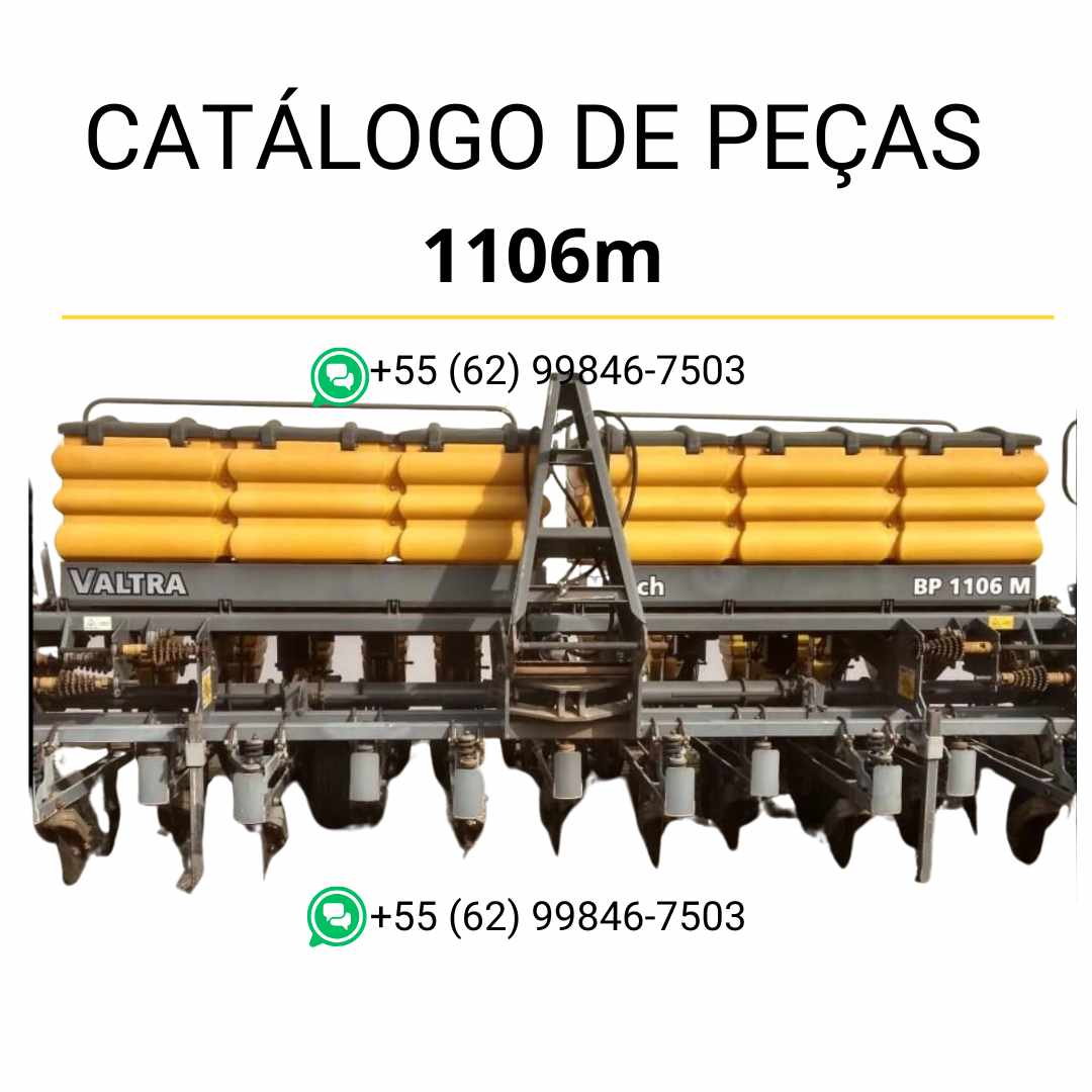 Catálogo de peças Valtra BP503, BP704, BP905 e BP1106M Hitech em PDF — guia técnico ilustrado com diagramas e lista completa de componentes originais da plantadeira agrícola.