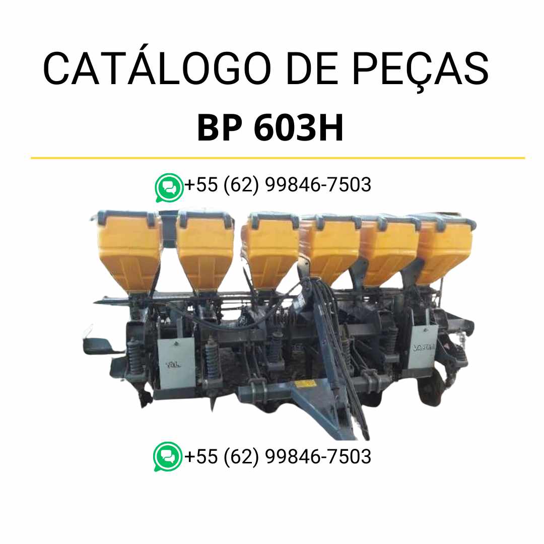 Catálogo de peças Valtra BP603H/CF Hitech em PDF — guia técnico ilustrado com diagramas e lista detalhada de componentes originais da plantadora pneumática agrícola.