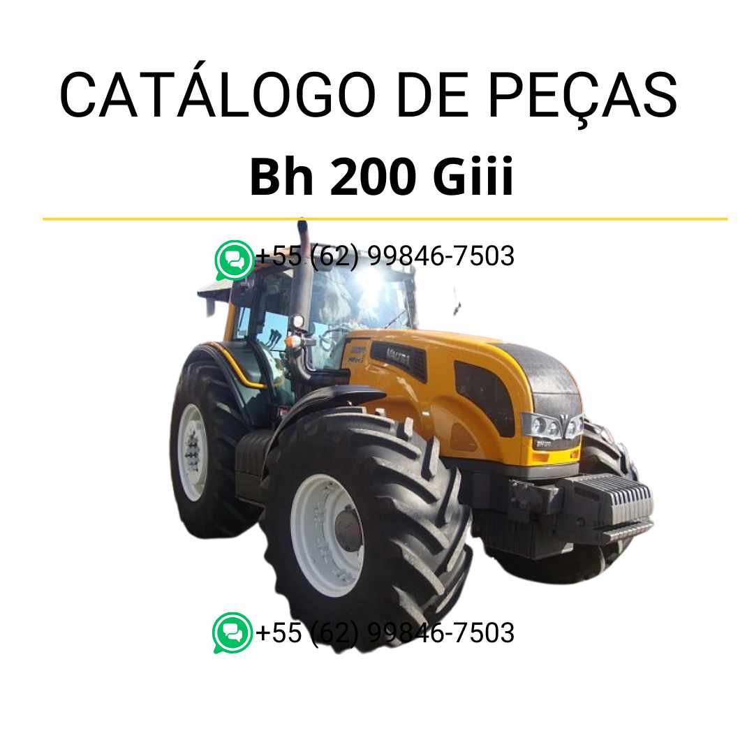Catálogo de peças Valtra BH 200 GIII em PDF — guia técnico completo com diagramas detalhados, códigos originais e componentes do trator agrícola.