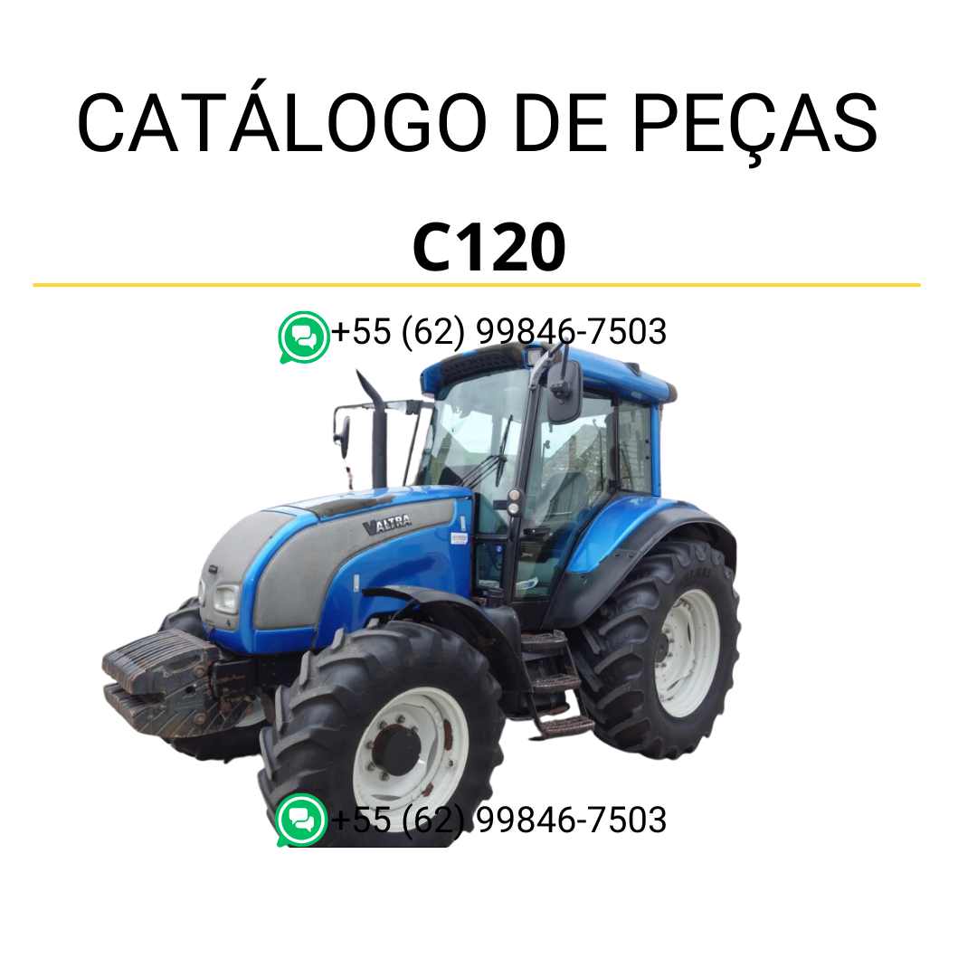 Catálogo de peças Valtra C120 (C Series) em PDF — contém ilustrações técnicas completas, códigos de peças originais e lista detalhada para manutenção, montagem e identificação do trator agrícola.