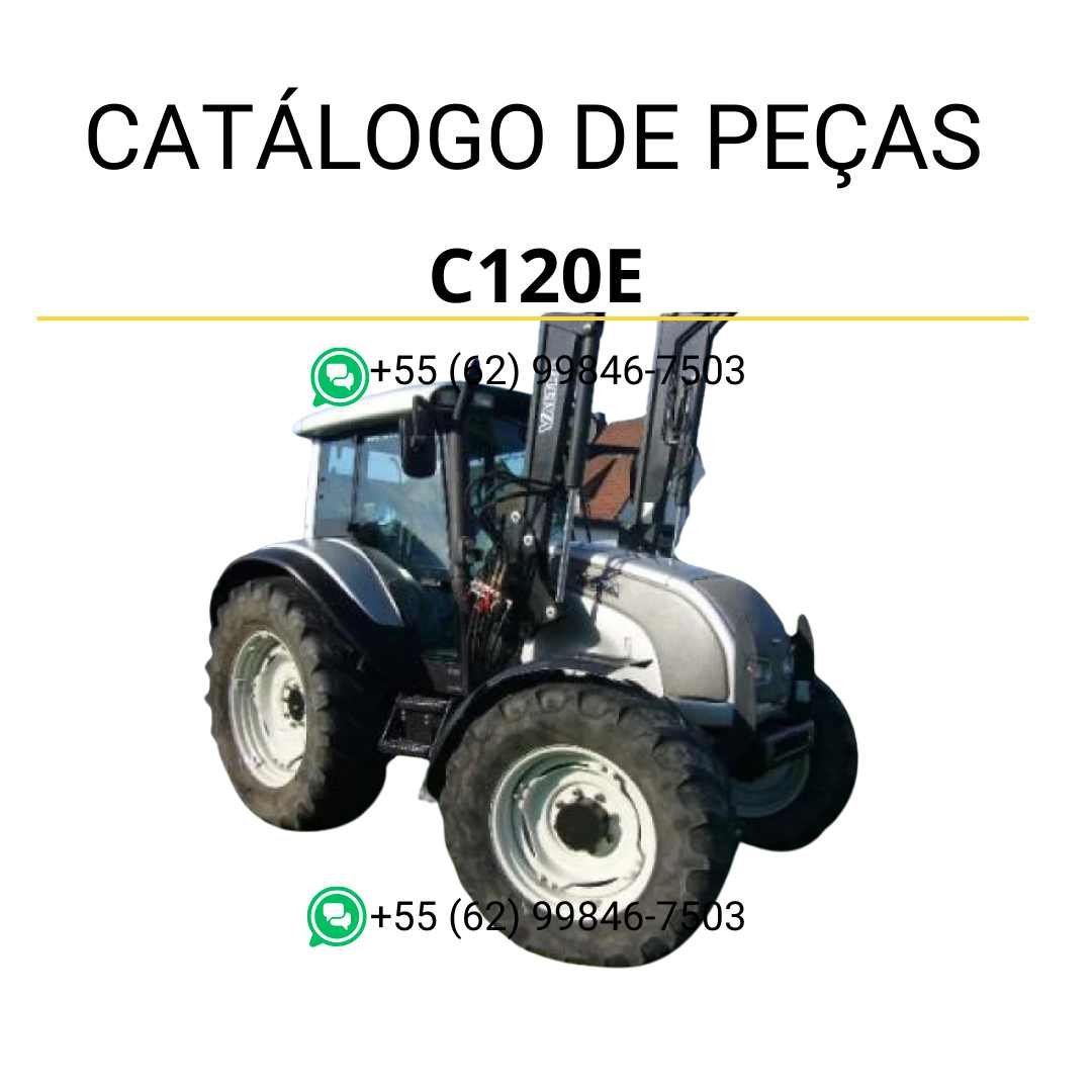 Catálogo de peças Valtra C120E (C Series) em PDF — apresenta diagramas técnicos detalhados, códigos originais e lista completa de componentes para manutenção, reparos e identificação precisa do trator agrícola.