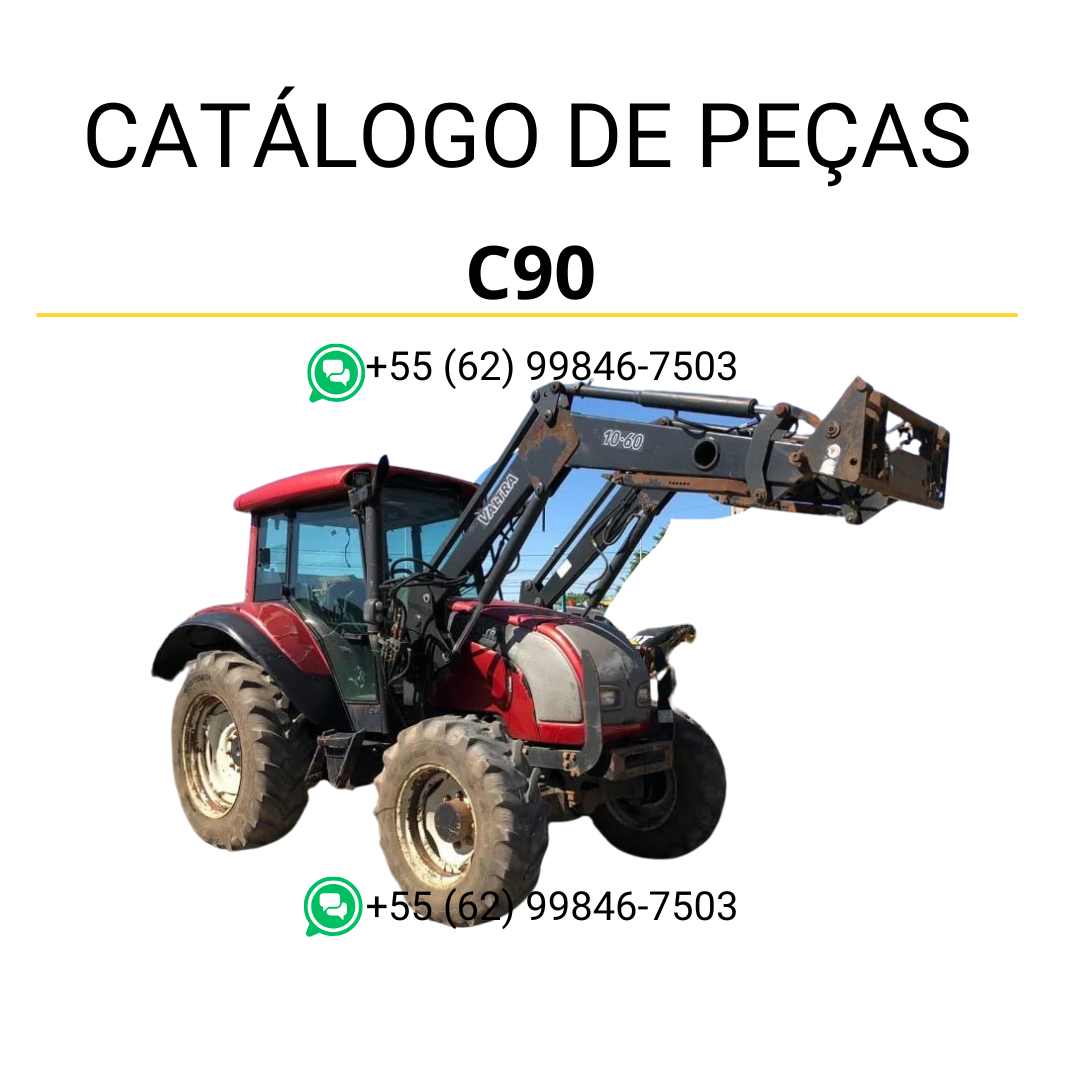 Catálogo de peças Valtra C90 (C Series) em PDF — contém diagramas técnicos detalhados, lista de componentes originais e ilustrações completas para manutenção e identificação do trator agrícola.