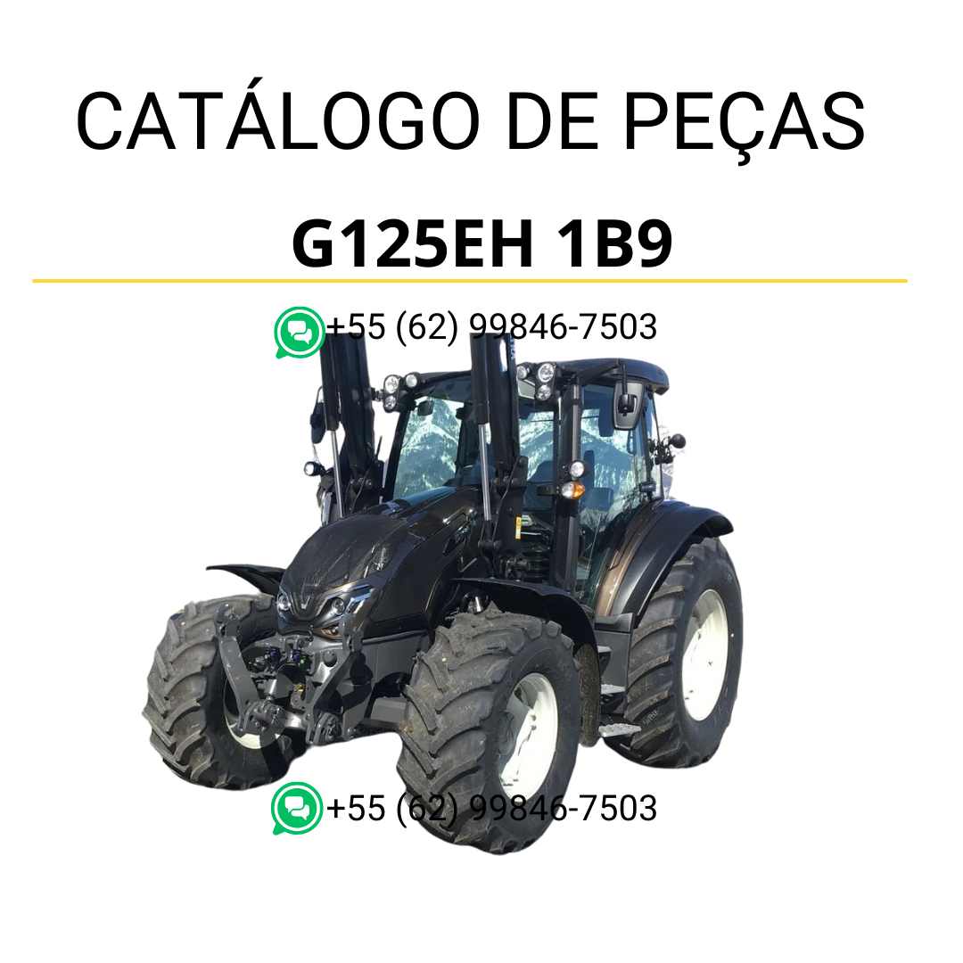 Catálogo de peças Valtra G125EH (G5 Series) em PDF — inclui diagramas técnicos detalhados, códigos originais e lista completa de componentes para manutenção e identificação do trator agrícola.
