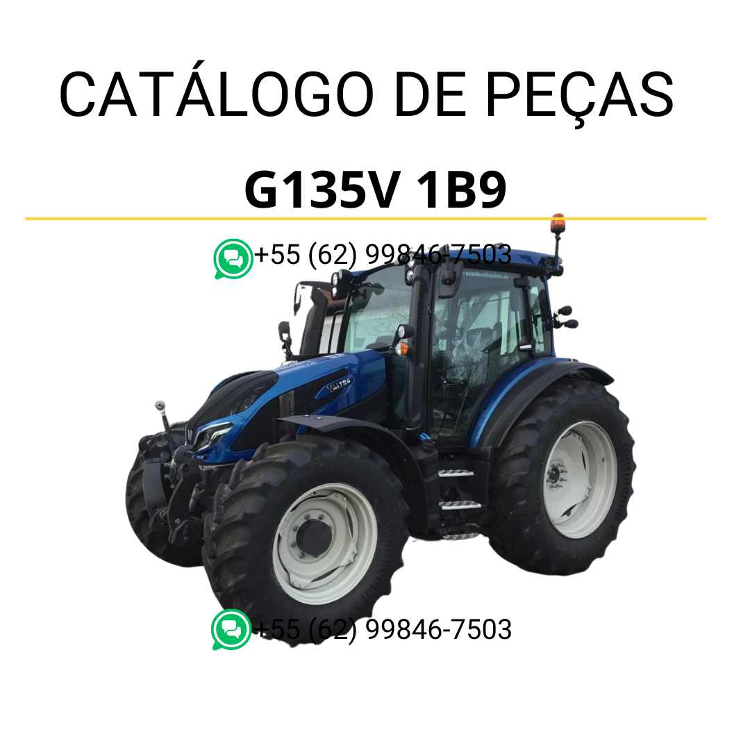 Catálogo de peças Valtra G135V (G5 Series) em PDF — mais de 400 páginas com diagramas detalhados, códigos originais e lista completa de componentes para manutenção e identificação do trator agrícola.
