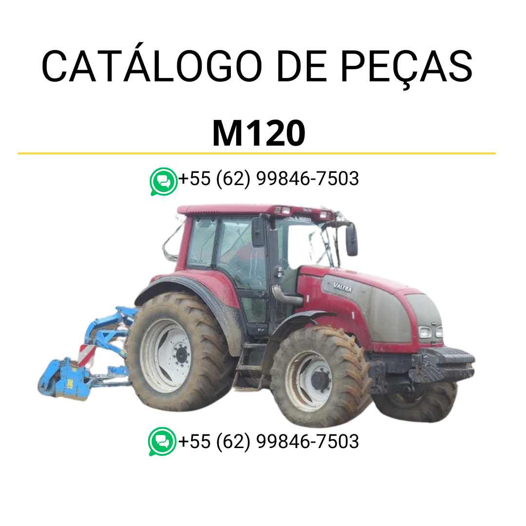 Catálogo de peças Valtra M120 (M Series) em PDF — com mais de 500 páginas ilustradas, contém diagramas técnicos, códigos originais e listas completas de componentes para manutenção detalhada do trator agrícola.