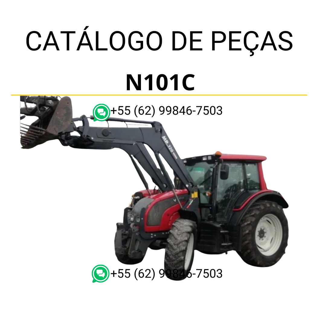Catálogo de peças Valtra N101C (N Series) em PDF — reúne diagramas técnicos ilustrados, códigos originais e descrição completa dos componentes para manutenção detalhada do trator agrícola.