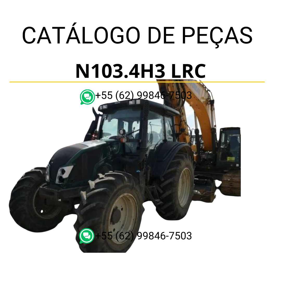 Catálogo de peças Valtra N103.4H3 LRC (N3 Series) em PDF — reúne ilustrações técnicas, códigos originais e detalhes completos de cada componente para manutenção e reparos do trator agrícola.
