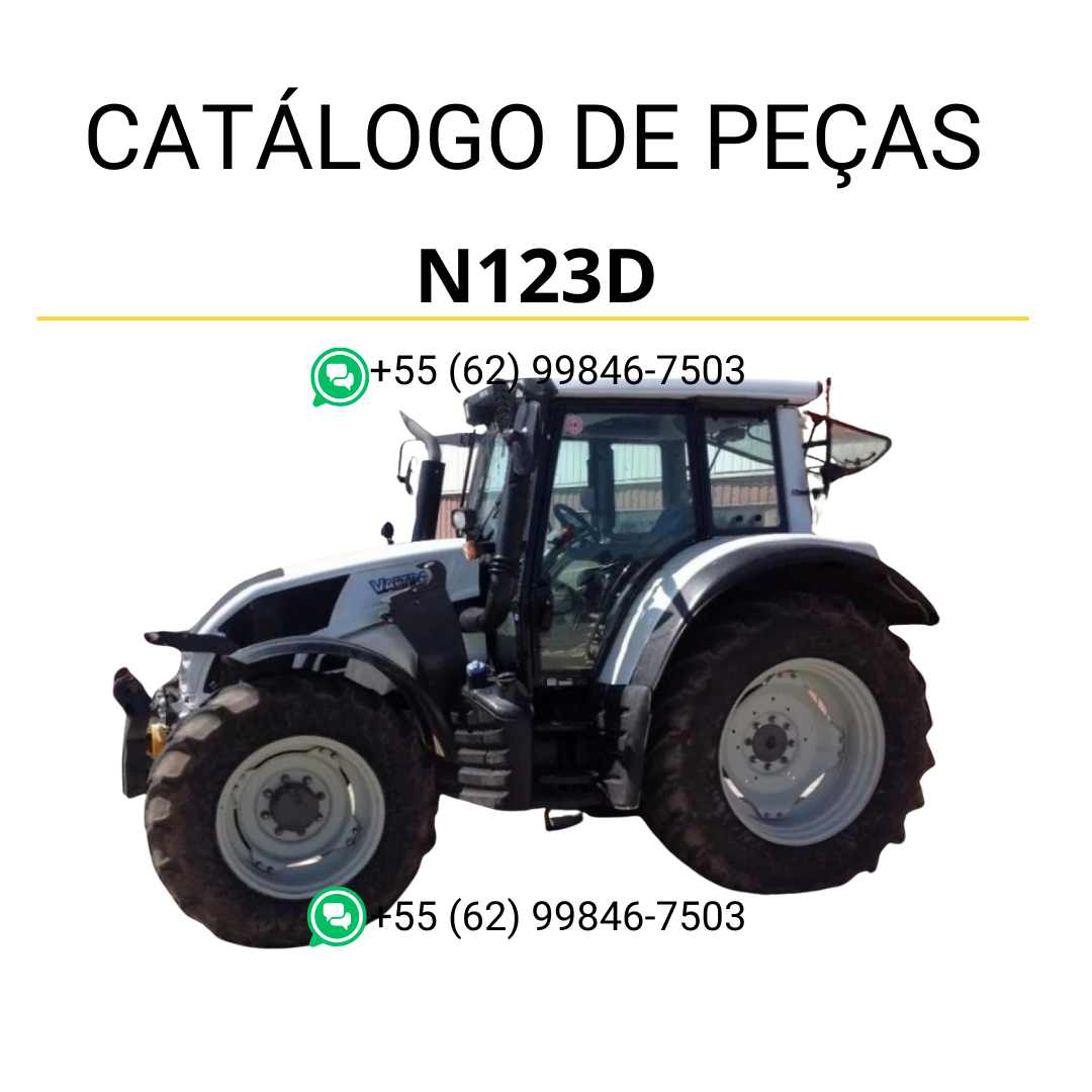 Catálogo de peças Valtra N123D (N3 Series) em PDF — reúne diagramas técnicos, ilustrações detalhadas e códigos originais para manutenção e identificação completa das peças do trator agrícola.
