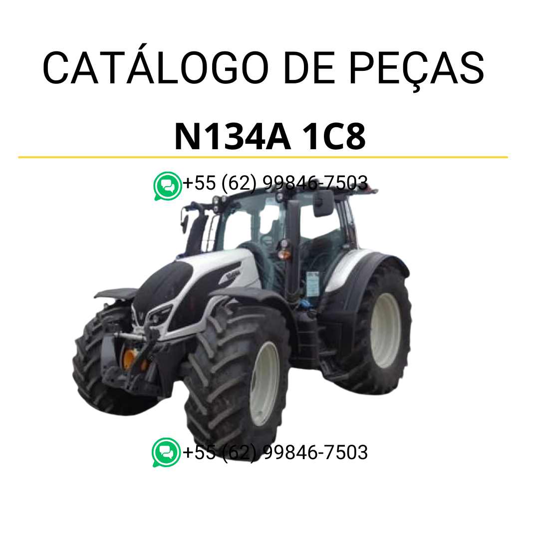 Catálogo de peças Valtra N134A 1C8 (N4 Series) em PDF — apresenta diagramas técnicos detalhados, códigos originais e ilustrações completas das peças do trator, ideal para consultas de manutenção e reposição.