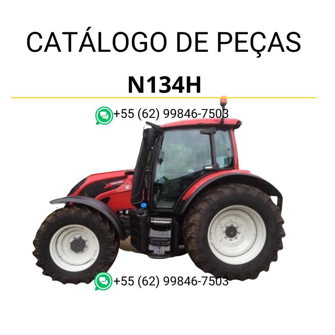 Catálogo de peças Valtra N134H (N4 Series) em PDF — contém diagramas detalhados, vistas explodidas e códigos originais das peças do trator para manutenção e identificação completa.