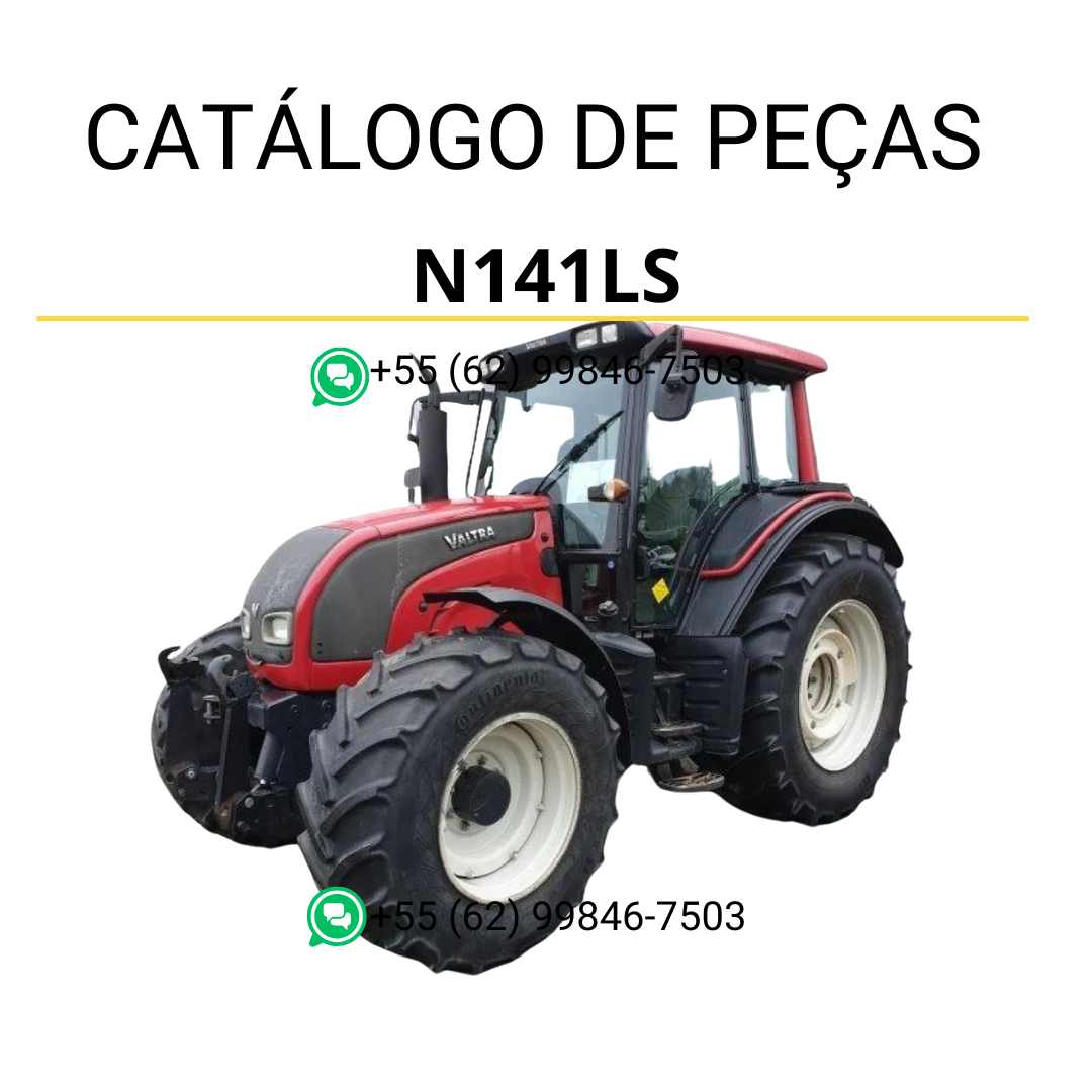 Catálogo de peças Valtra N141LS (N Series) em PDF — reúne diagramas técnicos detalhados, listas de componentes originais e vistas explodidas das peças do trator para manutenção e identificação completa.