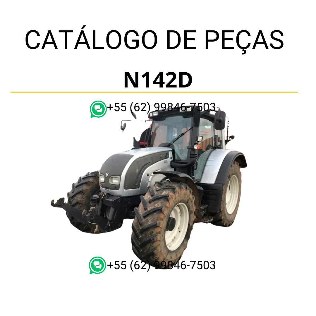 Catálogo de peças Valtra N142D (N Series) em PDF — contém diagramas técnicos detalhados, vistas explodidas e códigos originais das peças do trator para reparo e manutenção completa.