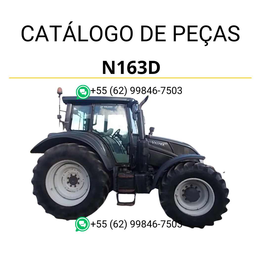 Catálogo de peças Valtra N163D N3 Series em PDF com diagramas detalhados e identificação precisa dos componentes do trator.