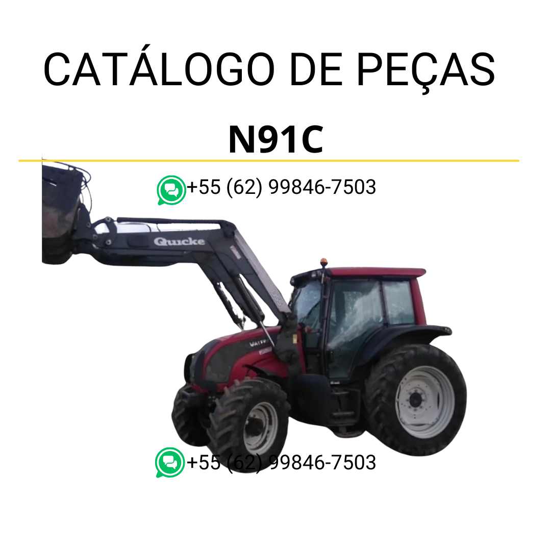 Catálogo de peças Valtra N91C da série N em PDF, com diagramas técnicos precisos e lista completa dos componentes genuínos do trator.