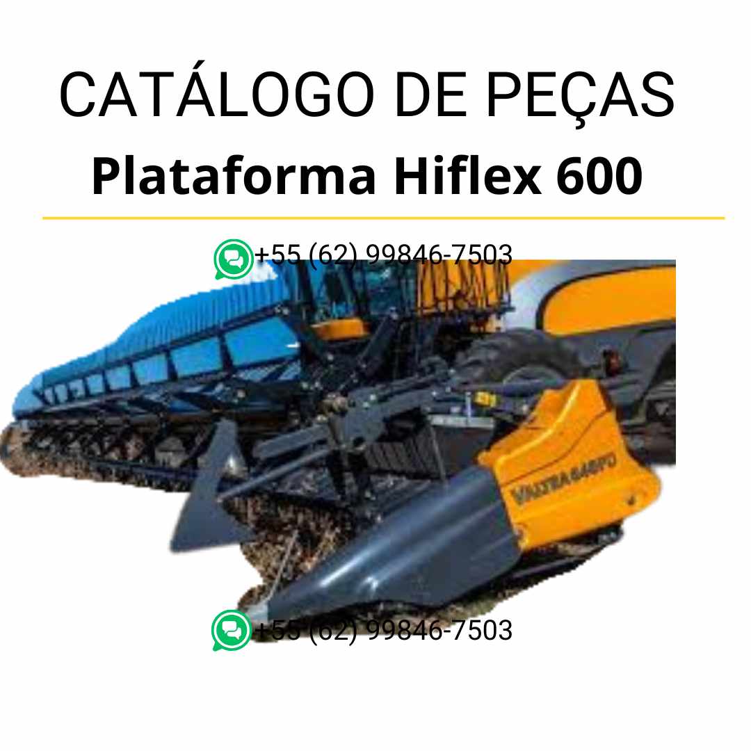 Catálogo de peças Valtra Plataforma Hiflex 600 (BR) em PDF — inclui diagramas técnicos detalhados, componentes originais e lista completa de peças da colheitadeira.