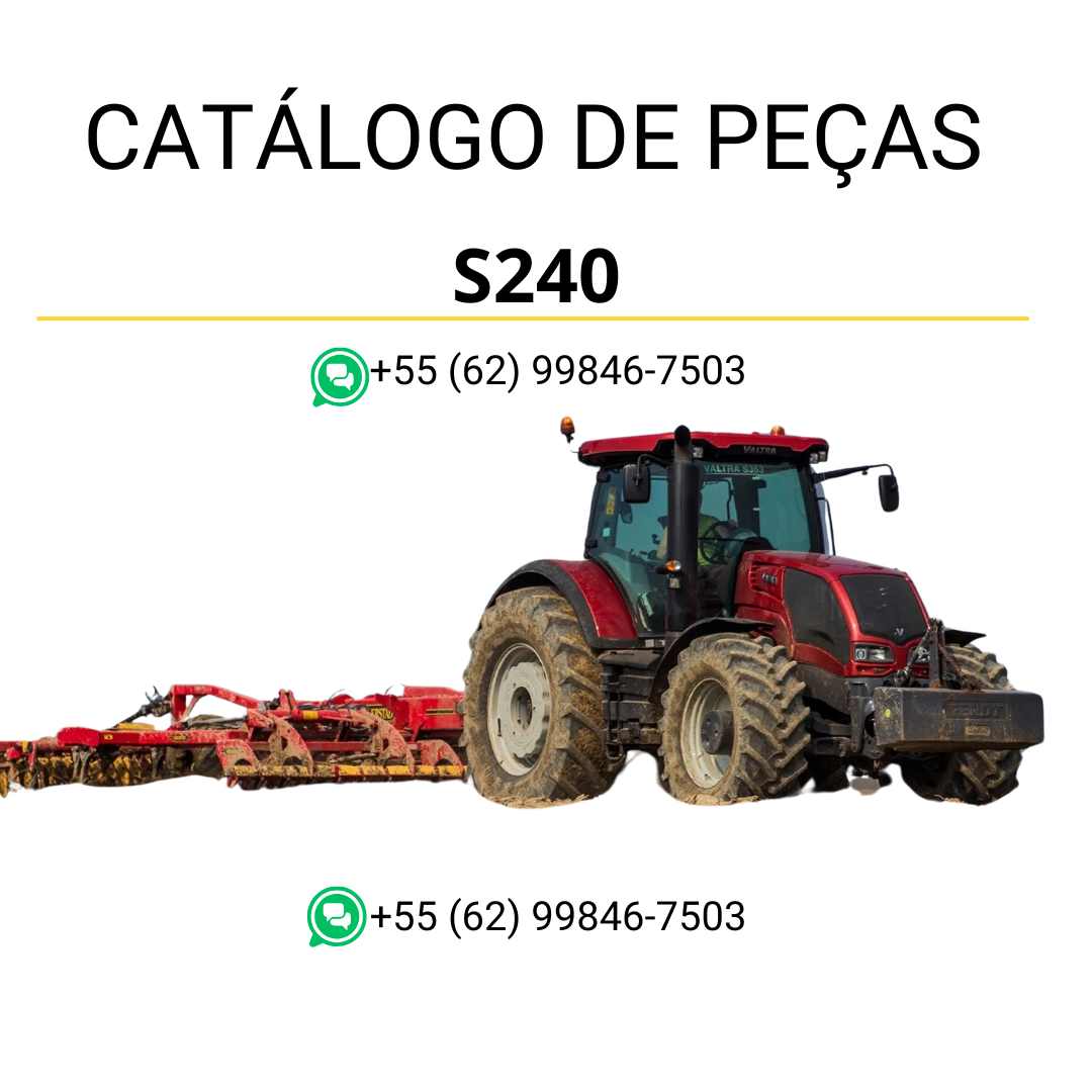 Catálogo de peças Valtra S240 S Series em PDF, com ilustrações técnicas detalhadas e lista completa dos componentes originais do trator.