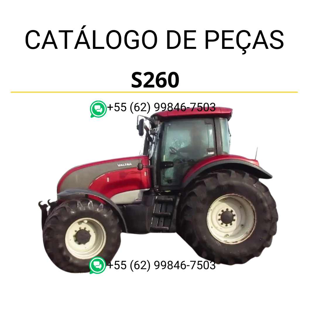 Catálogo de peças Valtra S260 S Series em formato PDF, com diagramas técnicos detalhados e identificação completa dos componentes originais do trator.
