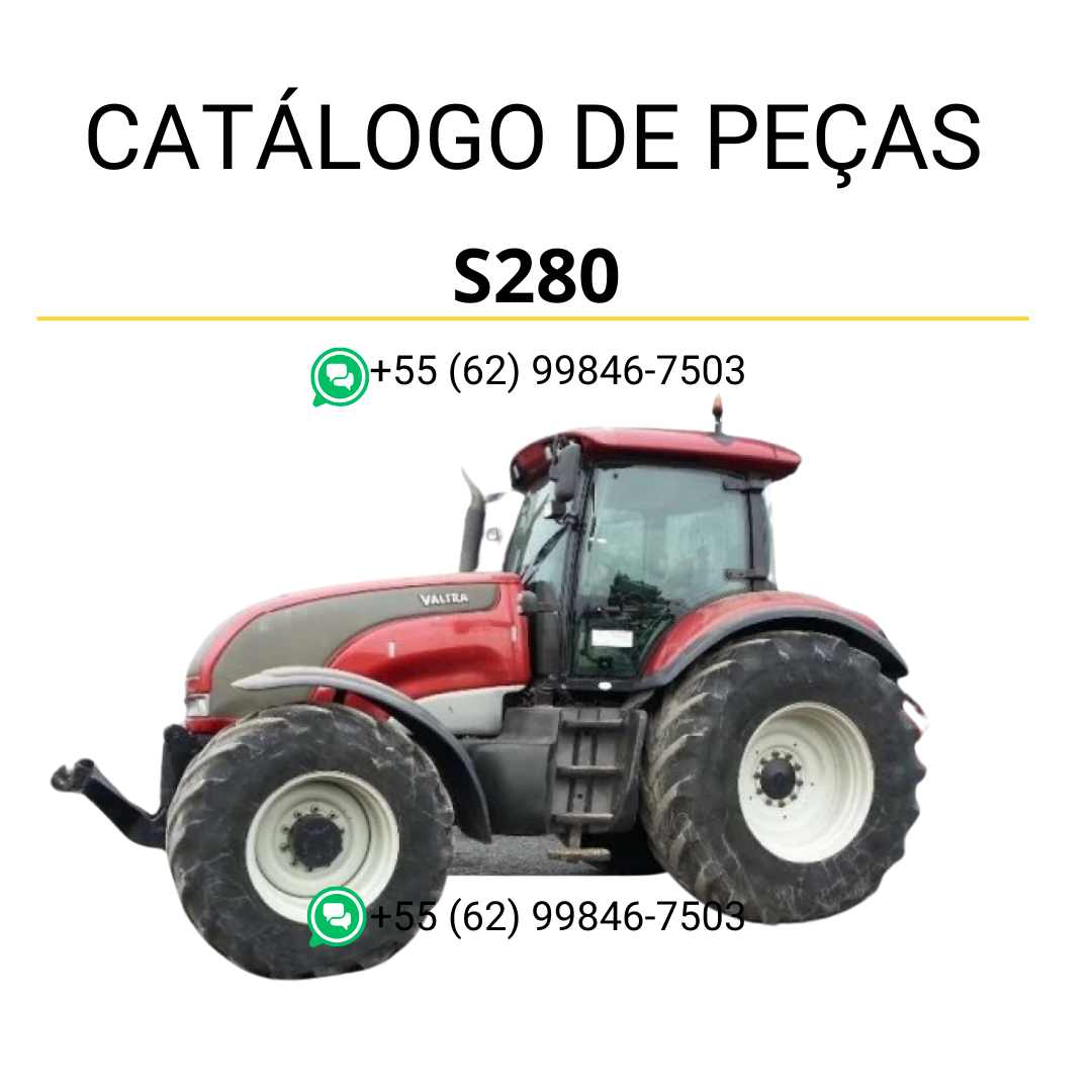 Catálogo de peças Valtra S280 S Series em PDF, com ilustrações técnicas detalhadas e identificação completa dos componentes originais do trator.