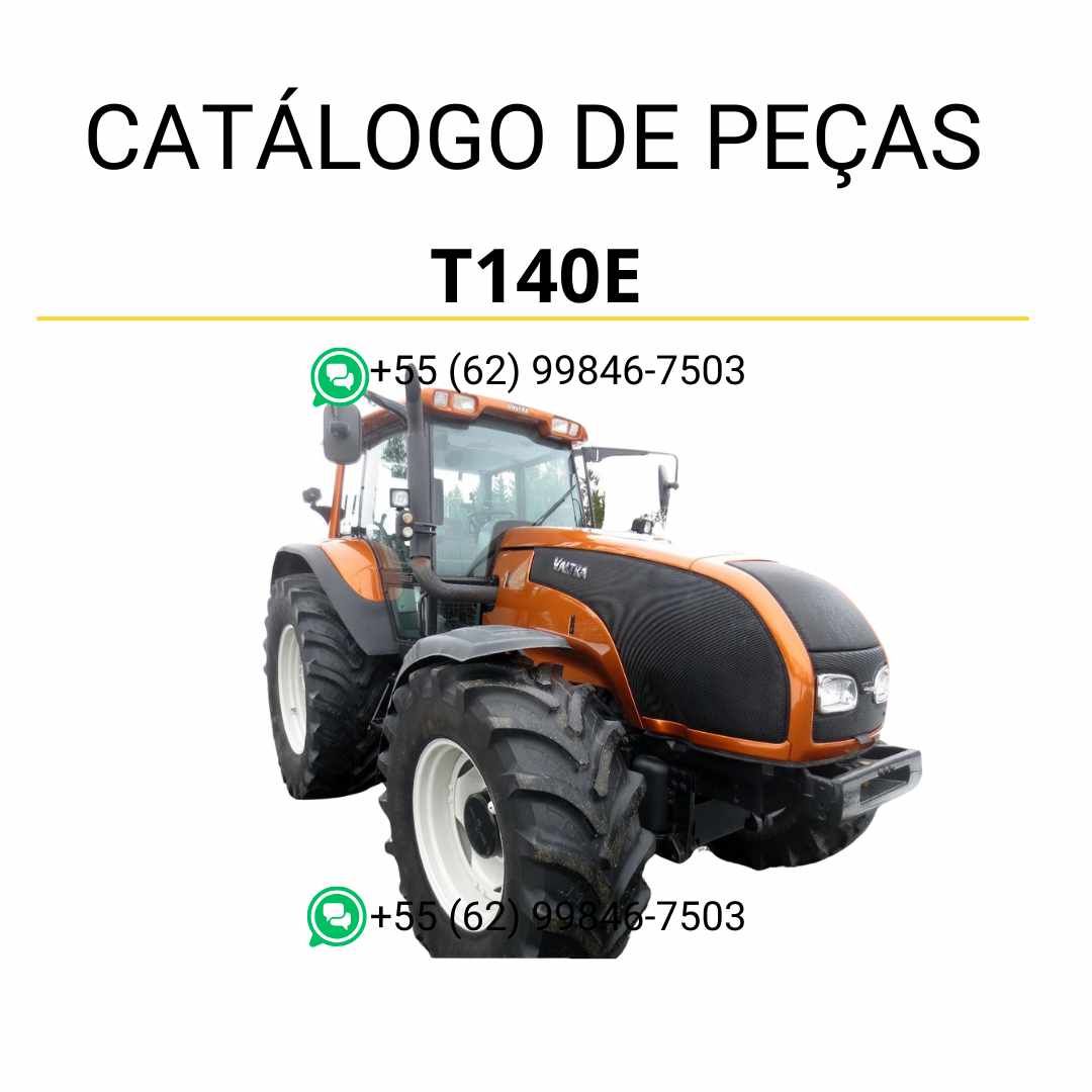Catálogo de peças Valtra T140E T Series em PDF com diagramas detalhados e identificação completa dos componentes originais do trator.