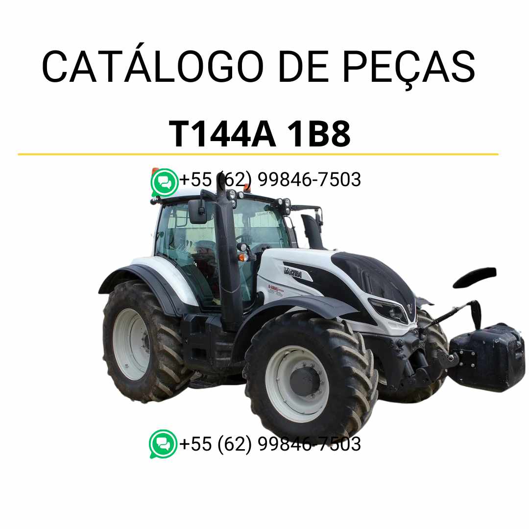 Catálogo de peças Valtra T144A 1B8 T4 Series em PDF com ilustrações técnicas detalhadas e identificação completa dos componentes originais do trator.